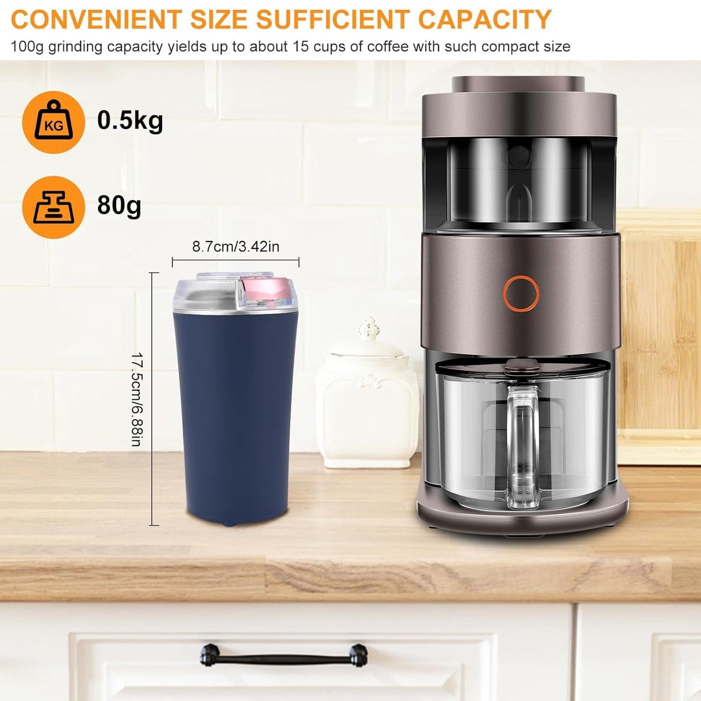 Portable Electric Coffee Grinder 300W Stainless Steel 4-Blade