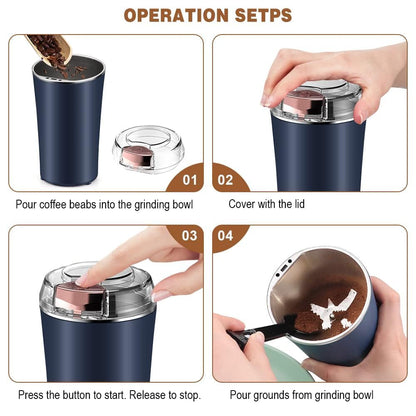 Portable Electric Coffee Grinder 300W Stainless Steel 4-Blade