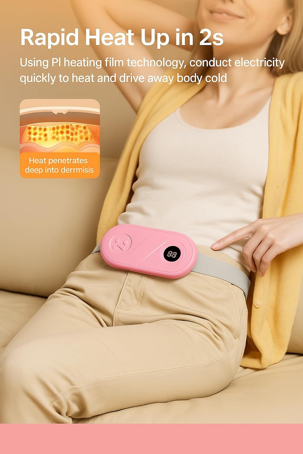 Period Cramp Relief Massager With 6 Modes Heating Pad For Back Pain