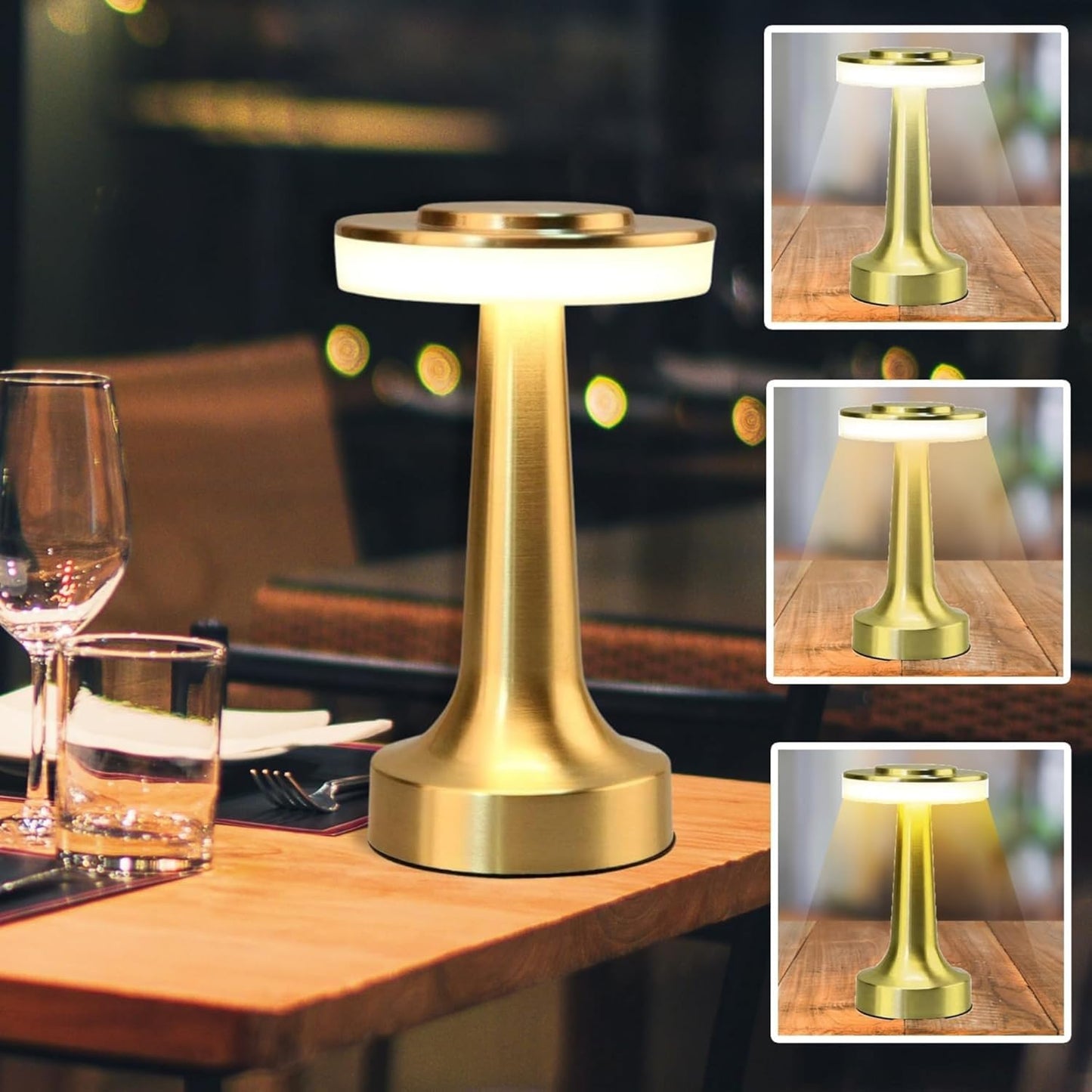 Table Lamp with 2000mAh Battery – Metal Gold Finish