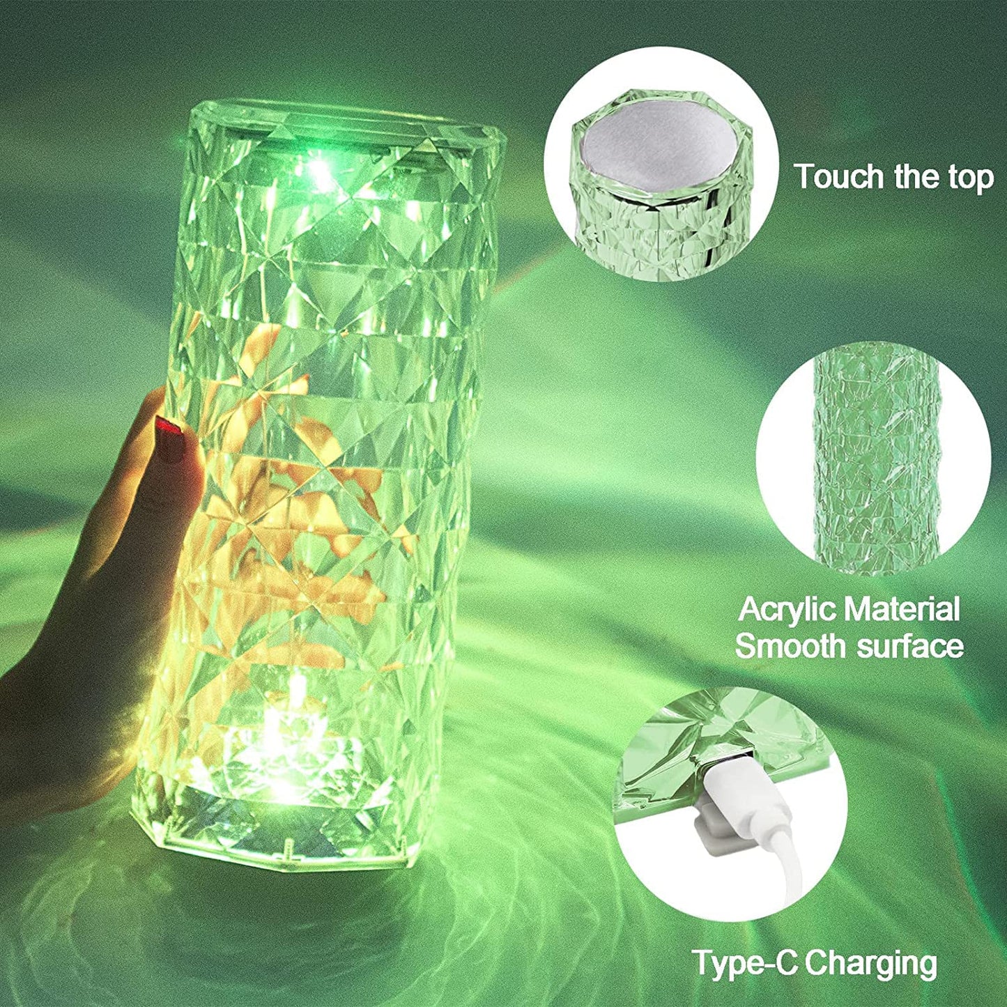 Rose Diamond LED Table Lamp16 Colors Rgb