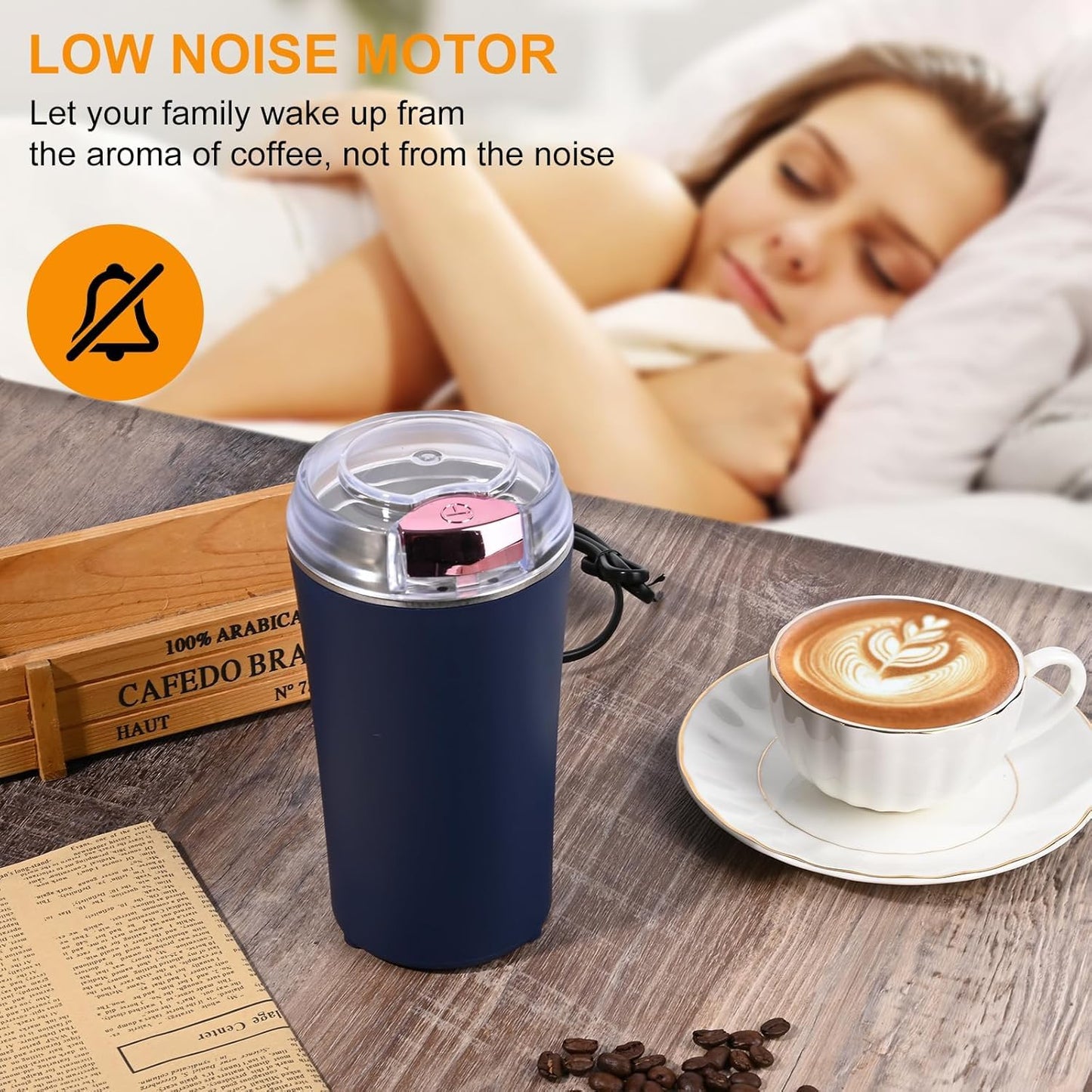 Portable Electric Coffee Grinder 300W Stainless Steel 4-Blade